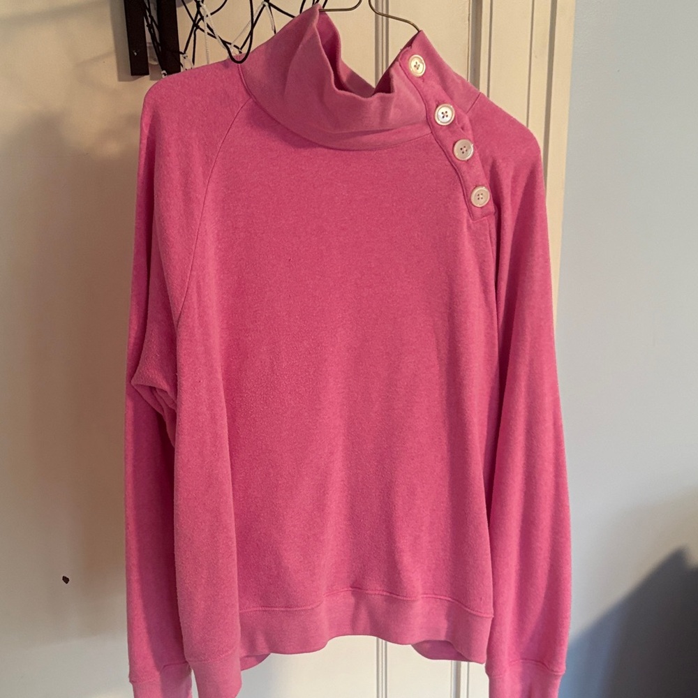 J. Crew Pink Cowl Neck Sweater with Button Accents